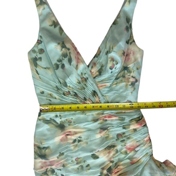 Mac Duggal Floral Print Asymmetrical Ruffle Hem Dress - Picture 12 of 15